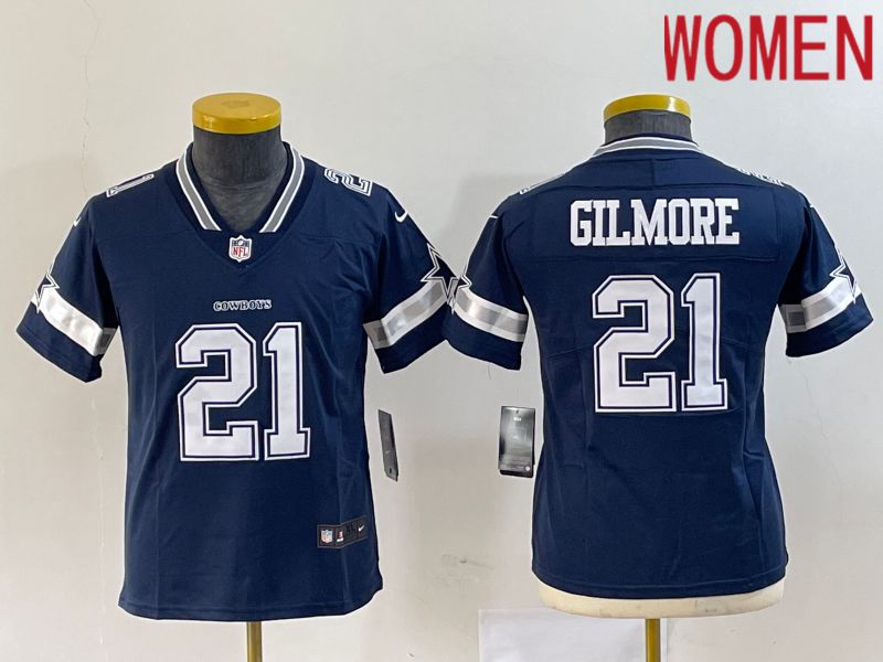 Women Dallas Cowboys #21 Gilmore Blue 2023 Nike Vapor Limited NFL Jersey
